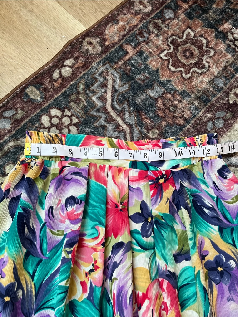Fairset Vintage Floral Summer Multicolor Maxi Skirt Size S/M Stretchy Waist 26” - Picture 9 of 9